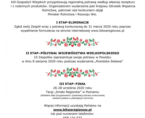 Bitwa Regionów - Zapraszamy Koła Gospodyń Wiejskich!